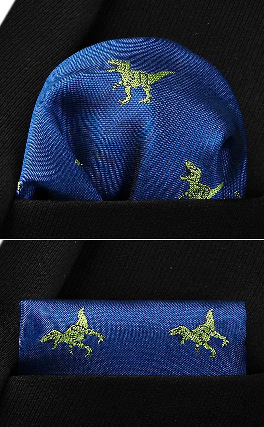 Ties for Men Classic Animal Tie and Pocket Square Set Jacquard Woven Silk Neckties Handkerchief Wedding Party