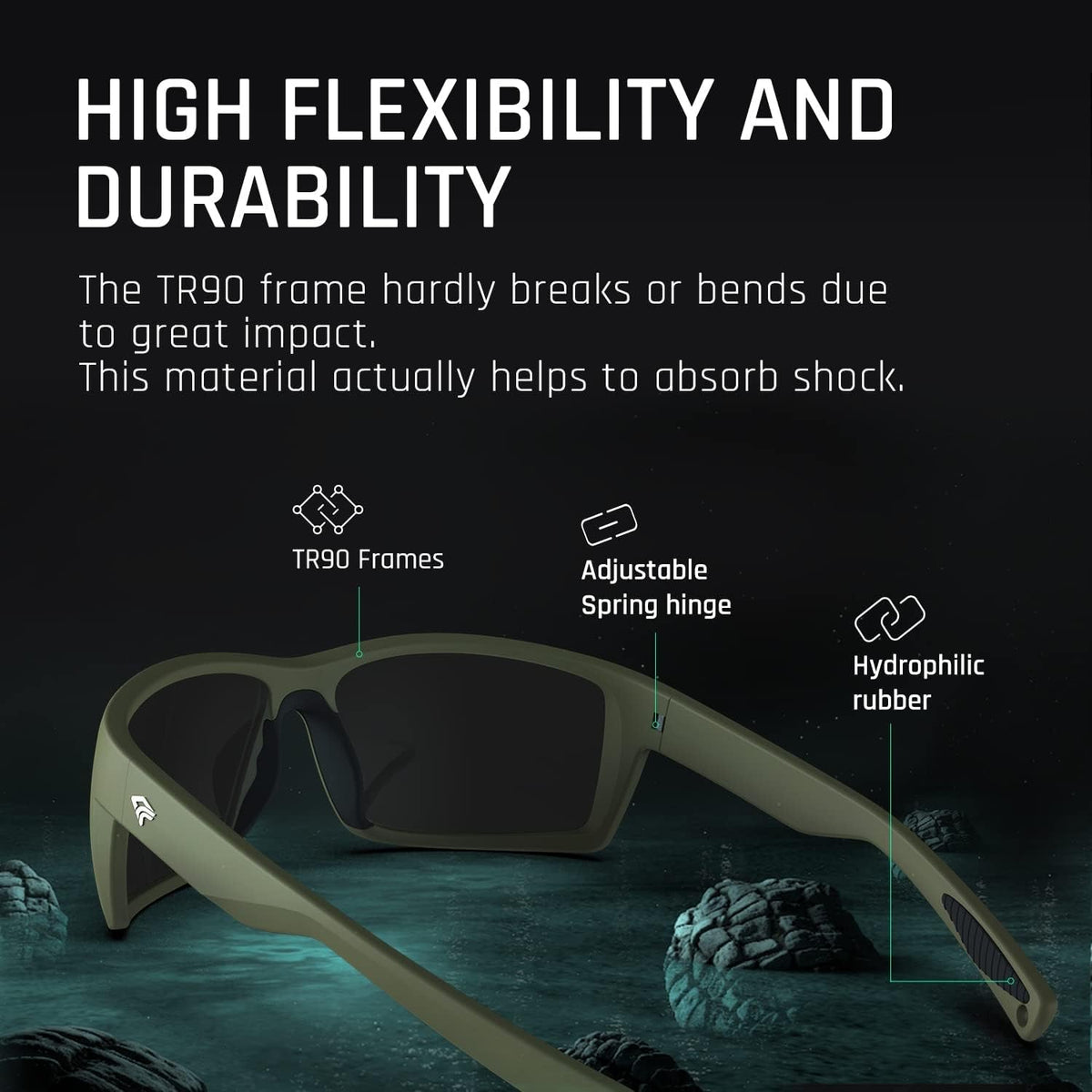 Sports Polarized Sunglasses for Men Women Flexible Frame Cycling Running Driving Fishing Mountaineering TR24