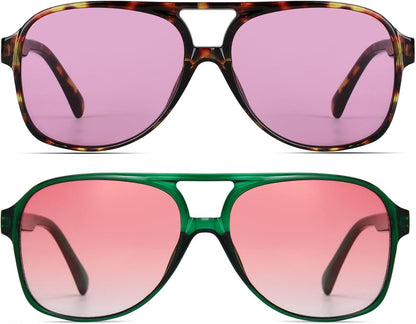 Vintage Retro 70S Sunglasses for Women Men Classic Large Square Aviator Trendy Glasses