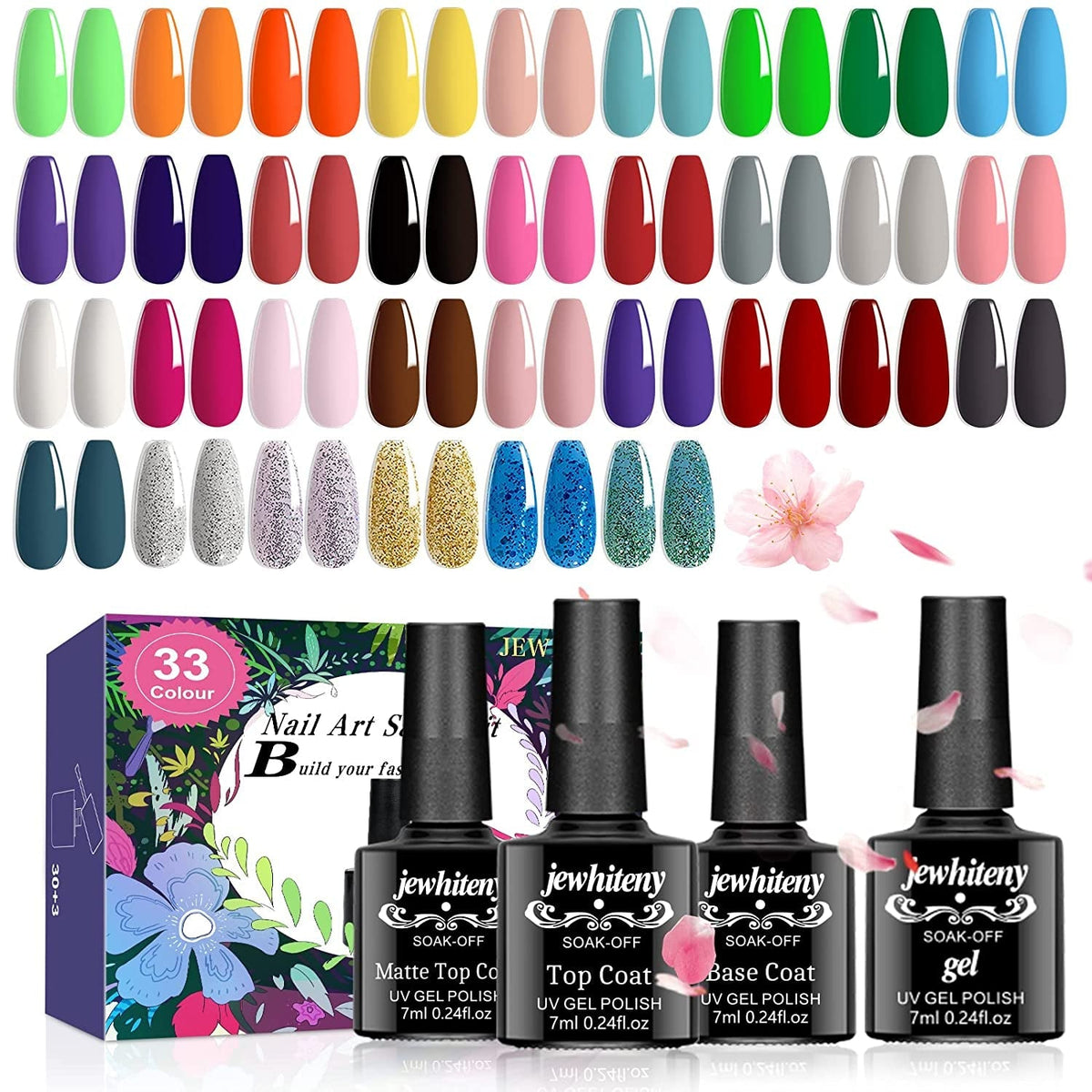 30PCS Gel Nail Polish Kit 27 Colors Gel Polish Set Gel Nail Kit Soak Off Nail Gel Polish Set for Manicure Nail Art Salon/Home Starter Kit