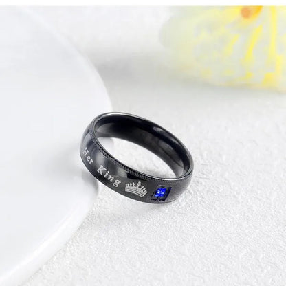 His Queen and Her King Stainless Steel Couple Ring Engagement Wedding Ring for Lovers Anniversary Valentine's Gift Christmas Gifts