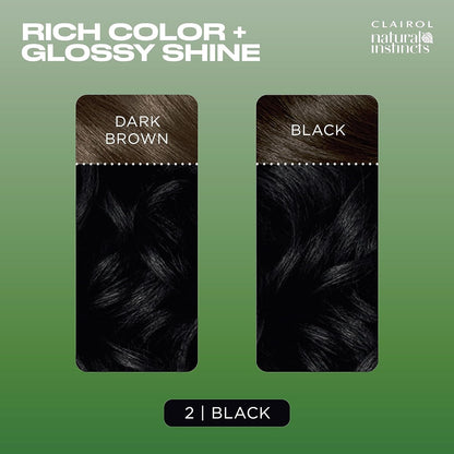 Natural Instincts Demi-Permanent Hair Dye, 2 Black Hair Color, Pack of 3