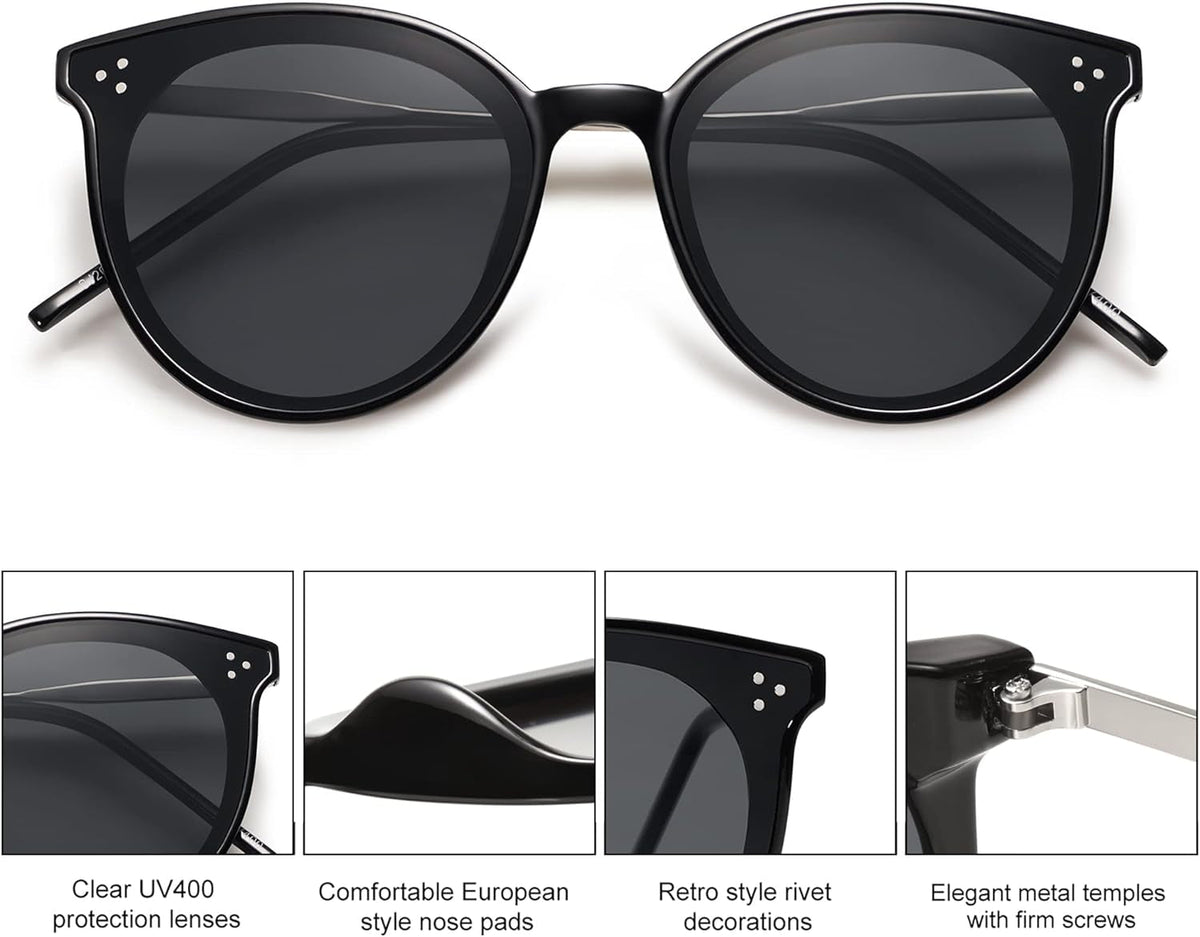 Classic Round Sunglasses Womens Mens Trendy Oversized Shades Retro Vintage Sunnies