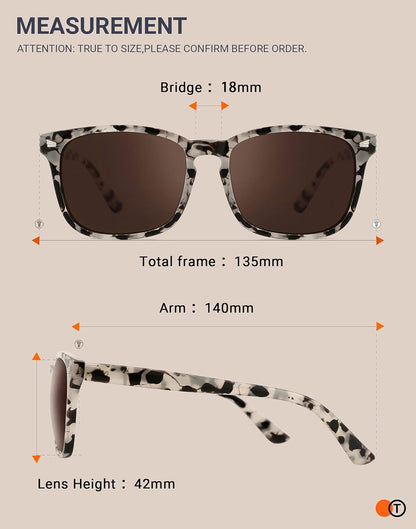 Polarized Sunglasses for Womens and Mens,Classic Square Frames Shades for UV Protection, Stylish and Trendy Sunnies