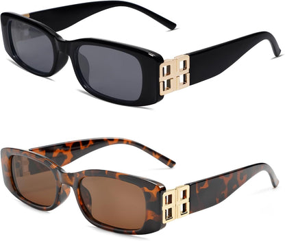 Rectangle Sunglasses for Women 90s Retro Trendy Y2K Classical Vintage Square Shades AR82037