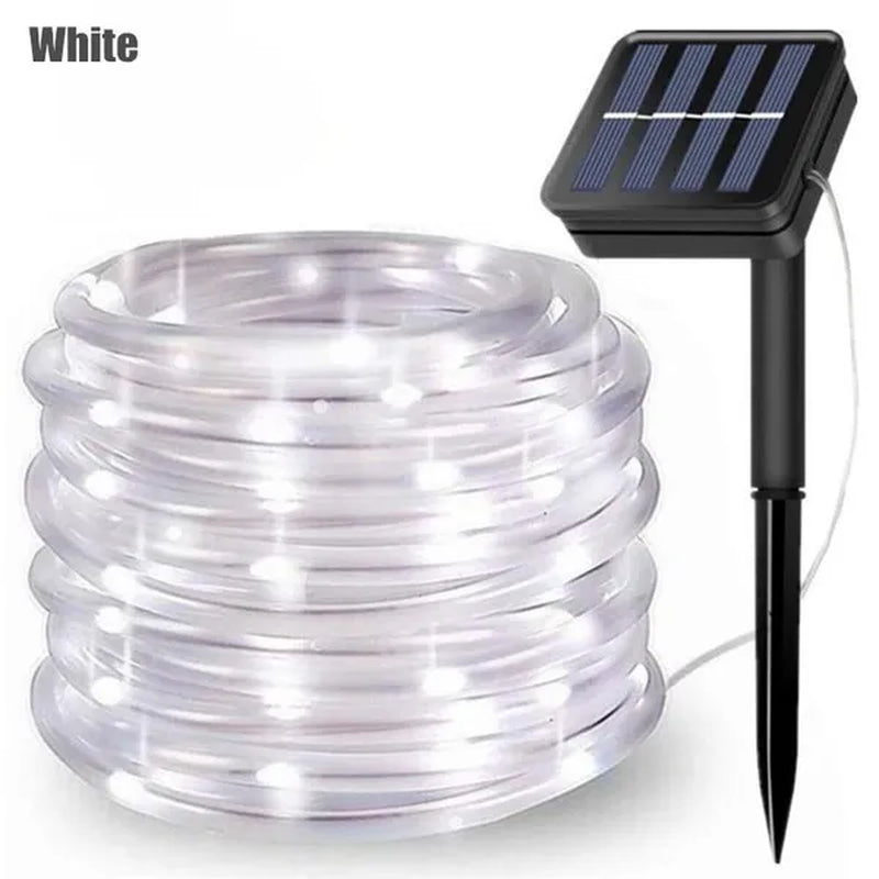 7/12/22/32Meters Solar Powered LED Rope Strip Lights Tube String Lights Garland Fairy Lighting Strings for Outdoor Indoor Garden Christmas Decor