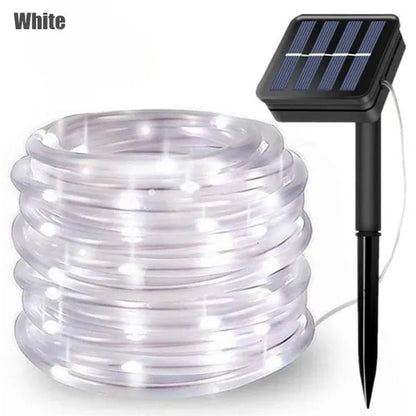 7/12/22/32Meters Solar Powered LED Rope Strip Lights Tube String Lights Garland Fairy Lighting Strings for Outdoor Indoor Garden Christmas Decor