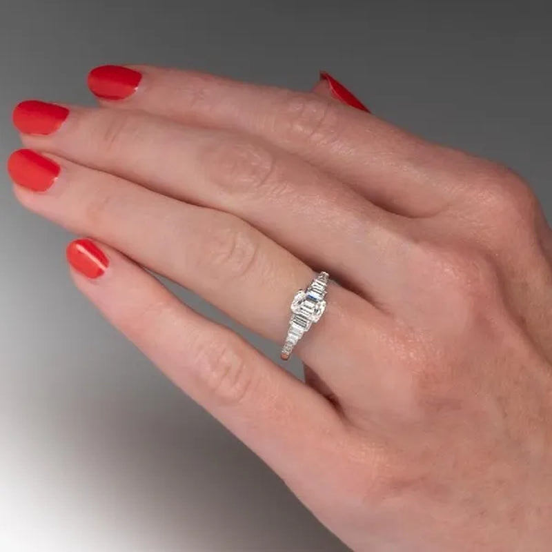 Square 925 Silver Plated Cubic Zirconia Ring Elegant Bridal Engagement Promise Rings Fashion Wedding Jewelry Party Gift