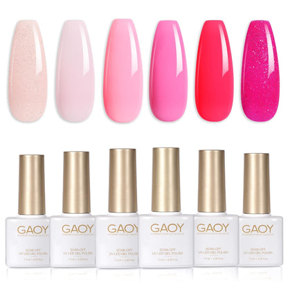 Jelly Milky White Gel Nail Polish Set, 6 Translucent Sheer Maroon UV Colors for Art Home DIY Manicure Kit