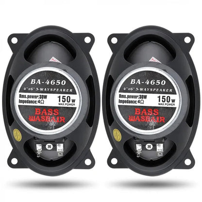 2Pcs 4 X 6 Inch Car Coaxial Speaker Hifi Audio Full Range Frequency Loudspeaker 2 Way 150W