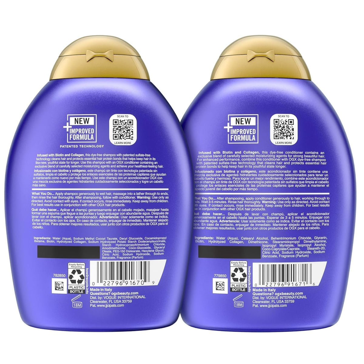 Thick & Full + Biotin & Collagen Shampoo & Conditioner Set, (Packaging May Vary), Purple, 13 Fl Oz (Pack of 2)