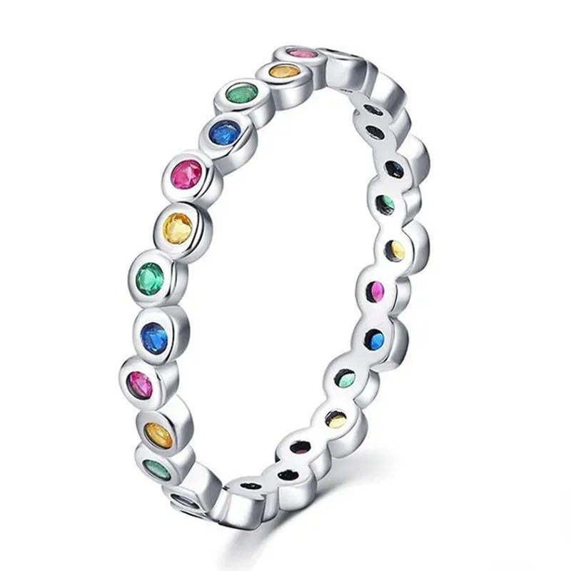 Delicate Fashion Colorfuls Gemstone Rings for Women Bridal Wedding Thin Rings Jewelry