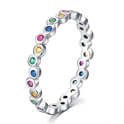 Delicate Fashion Colorfuls Gemstone Rings for Women Bridal Wedding Thin Rings Jewelry