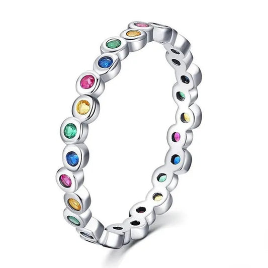 Delicate Fashion Colorfuls Gemstone Rings for Women Bridal Wedding Thin Rings Jewelry