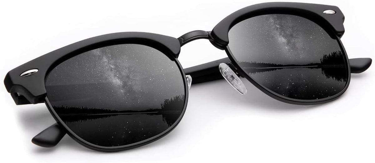Sunglasses Men Polarized Sunglasses for Men Women Unisex Semi-Rimless Frame Retro Driving Sun Glasses UV Blocking