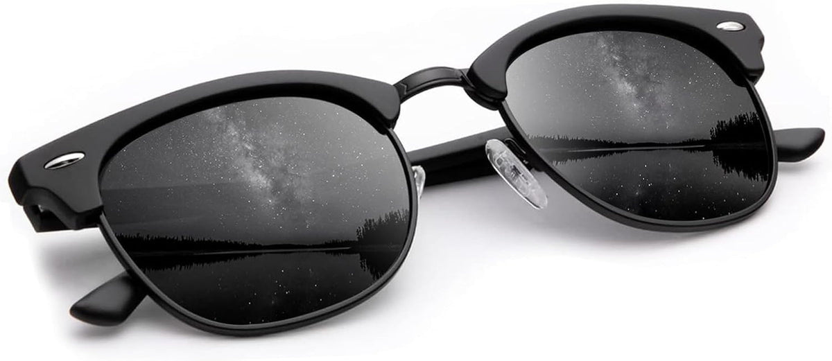 Sunglasses Men Polarized Sunglasses for Men Women Unisex Semi-Rimless Frame Retro Driving Sun Glasses UV Blocking