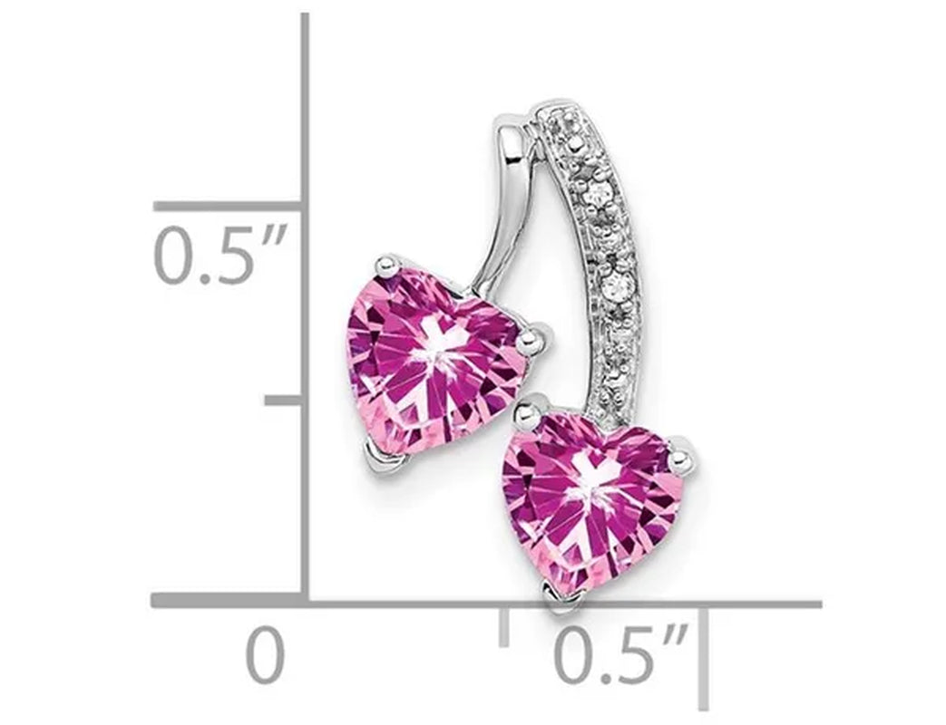 1.50 Carat (ctw) Lab-Created Pink Sapphire Heart Pendant Necklace in 14K White Gold with Chain