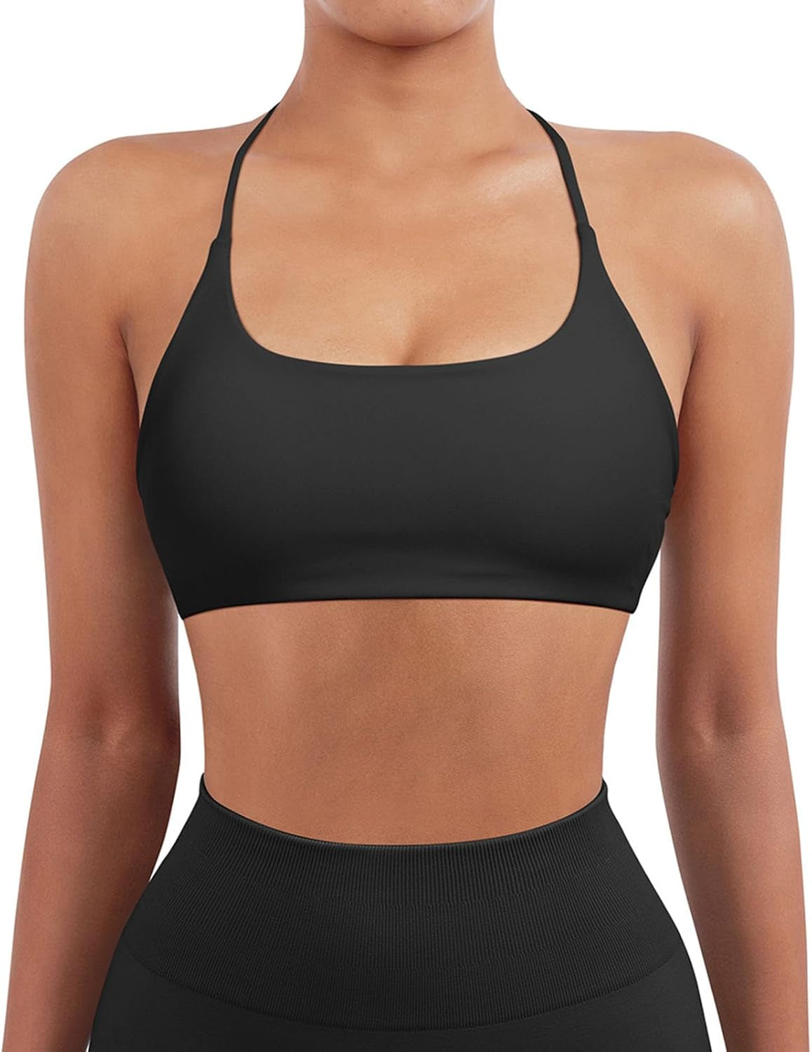 Women 2 Piece Open Back Sports Bra Pack Strappy Workout Gym Yoga Crops