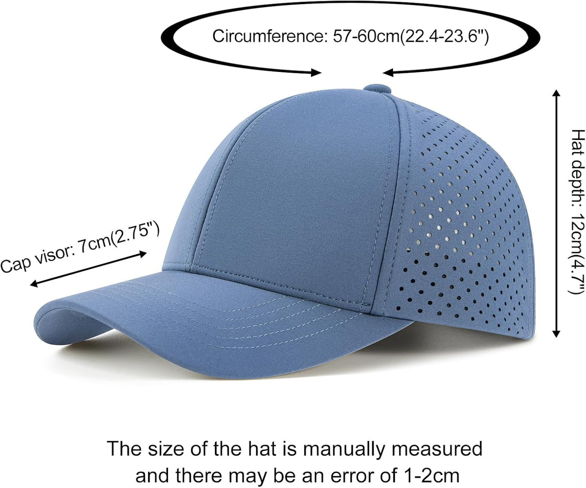 Men Quick Dry Baseball Cap Laser Cut Mesh Ball Curved Brim Snapback Hat