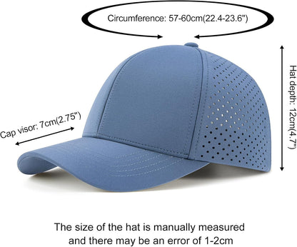Men Quick Dry Baseball Cap Laser Cut Mesh Ball Curved Brim Snapback Hat