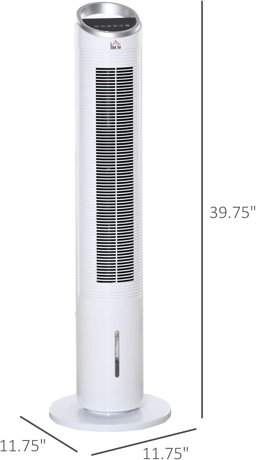 40" Evaporative Air Cooler with Water Tank, 3-In-1 Ice Cooling Fan with Humidifier, 52° Oscillating Portable Swamp Cooler for Home Office, 3 Modes, 3 Speeds, 8H Timer, Remote, White