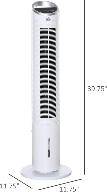 40" Evaporative Air Cooler with Water Tank, 3-In-1 Ice Cooling Fan with Humidifier, 52° Oscillating Portable Swamp Cooler for Home Office, 3 Modes, 3 Speeds, 8H Timer, Remote, White
