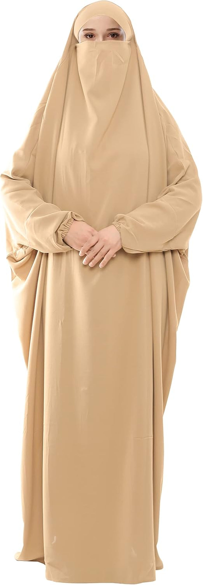 Muslim Prayer Dress Islamic Jilbab Eid Formal Gown 1 Piece Saudi Loose Covered Dress