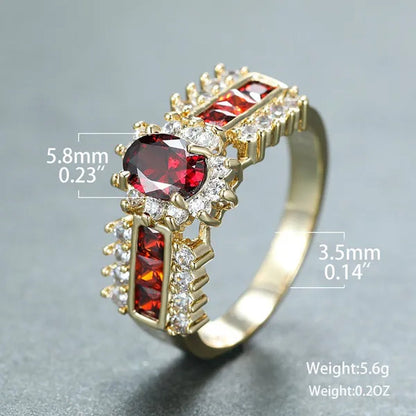 Exquisite Retro 18K Gold Natural Garnet Red Ruby Gemstone Ring Anniversary Gift Romantic Bride Engagement Wedding Party Bands Fine Jewelry