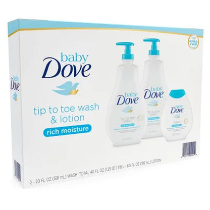 Baby Dove Wash and Lotion (2 - 20 Fl. Oz. & 1 - 6.5 Fl. Oz.)