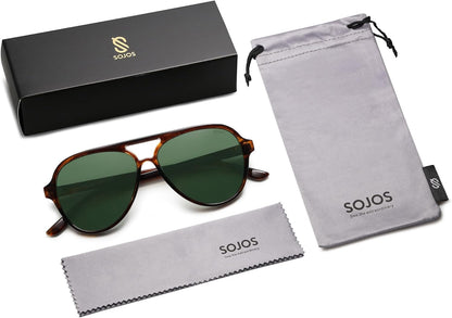 Classic Polarized Aviator Sunglasses for Women Men, Retro Trendy Aviators Shades SJ2201