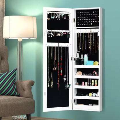 Door Mounted Mirrored Jewelry Cabinet Storage Organizer