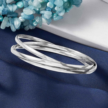 Italian Sterling Silver Rolling Bangle Bracelet. 7.5 Inches