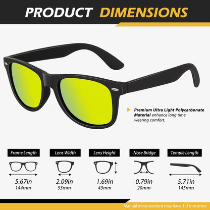 Polarized Sunglasses for Men Driving Sun Glasses Shades 80'S Retro Style Design Square