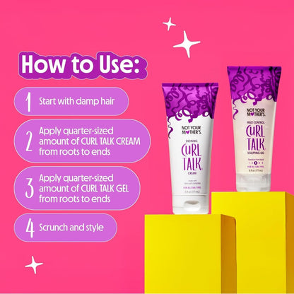 Curl Talk Frizz Control Sculpting Gel & Defining Cream (2-Pack) - 6 Fl Oz - Formulated with Rice Curl Complex - All Curly Hair Types