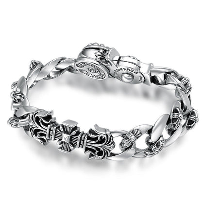 Sterling Silver Creative Flame Cross Bracelet