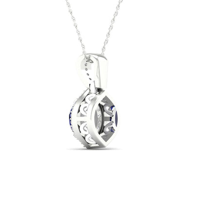 Imperial Gemstone 10K White Gold Marquise Cut Blue Sapphire 1/20 CT TW Diamond H