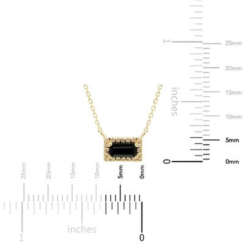 Onyx and .06 CT. T.W. Diamond Baguette Pendant Necklace in 14K Gold
