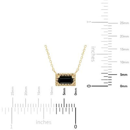 Onyx and .06 CT. T.W. Diamond Baguette Pendant Necklace in 14K Gold