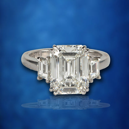 GIA Certified Emerald Cut F VS1 Diamond Platinum Ring Engagement Ring