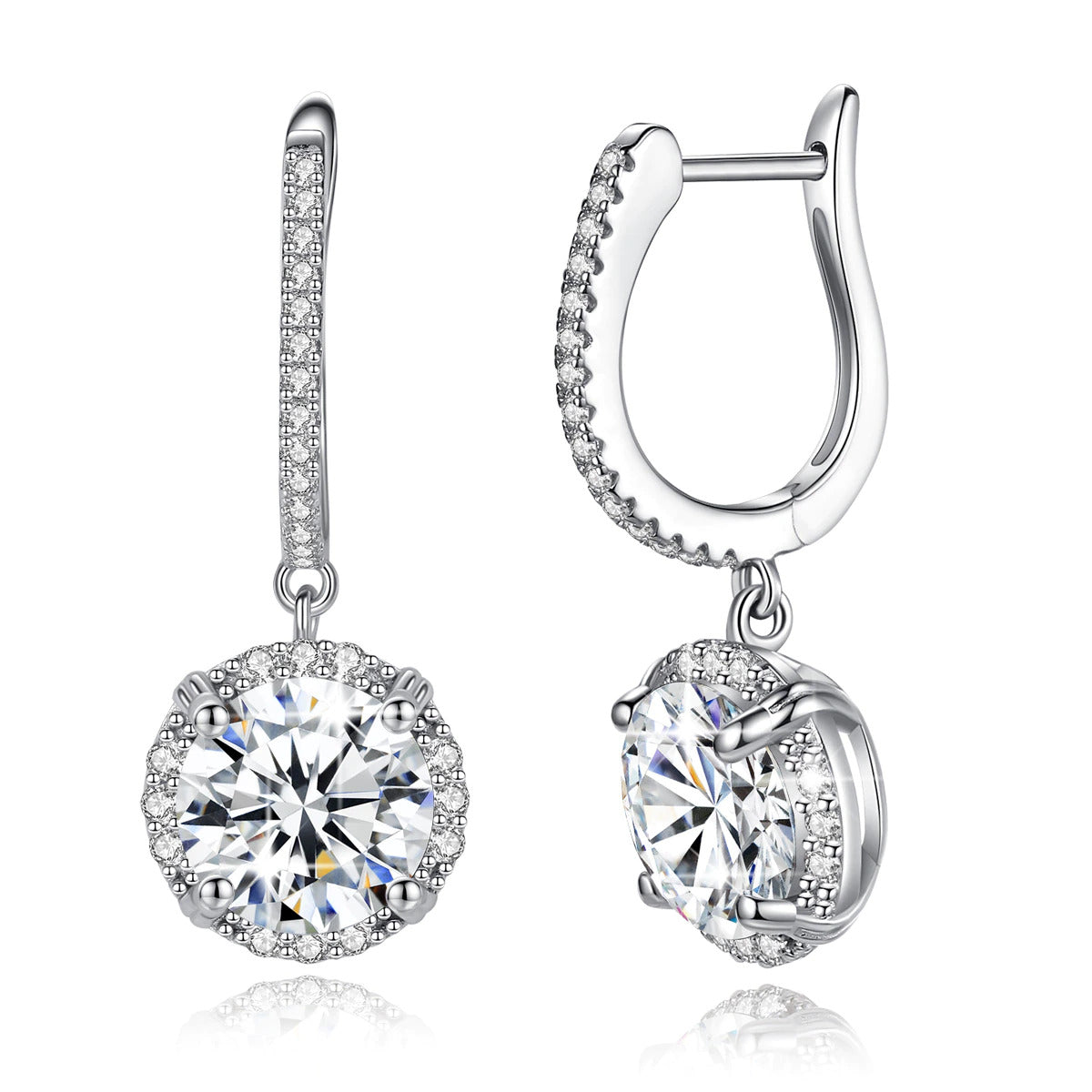 Certified 4 Carats 8Mm Moissanite Diamond Earrings for Women 100% 925 Sterling