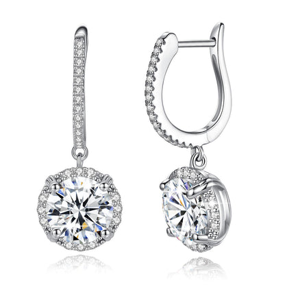 Certified 4 Carats 8Mm Moissanite Diamond Earrings for Women 100% 925 Sterling