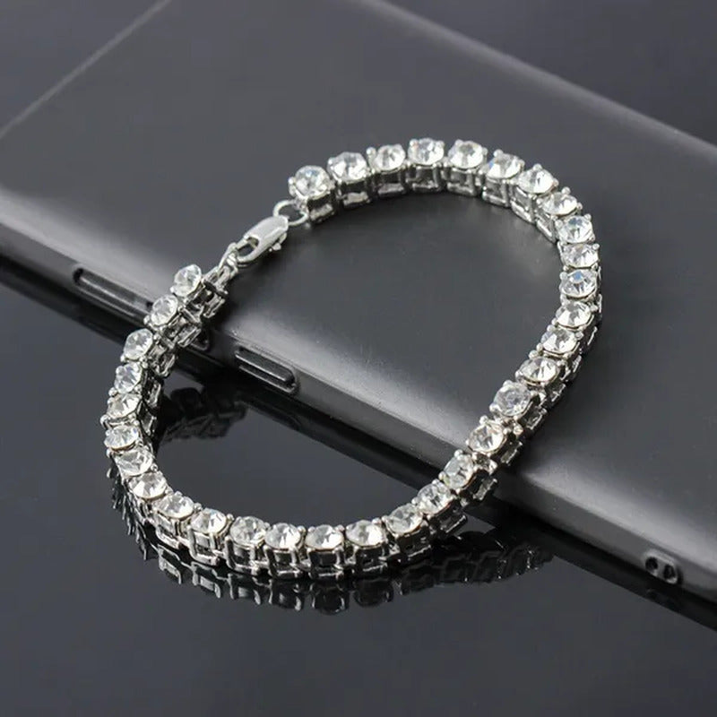 Unisex Hip Hop Bling Iced Out Cubic Zirconia Necklaces Bracelet Cool Men One-Row