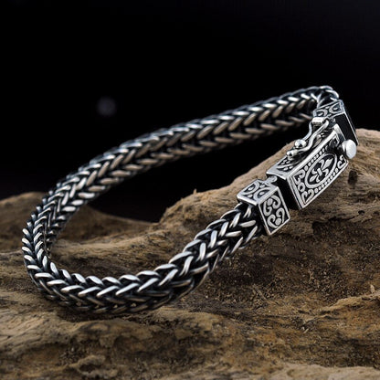 Pure Silver Handmade 925 Sterling Silver Bracelet Men'S Vintage Thai Silver