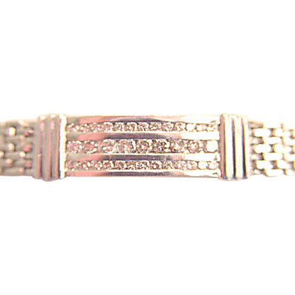 MENS ROUND BRILLIANT DIAMOND 3 ROW I.D. BRACELET DIAMOND MEN BRACELET