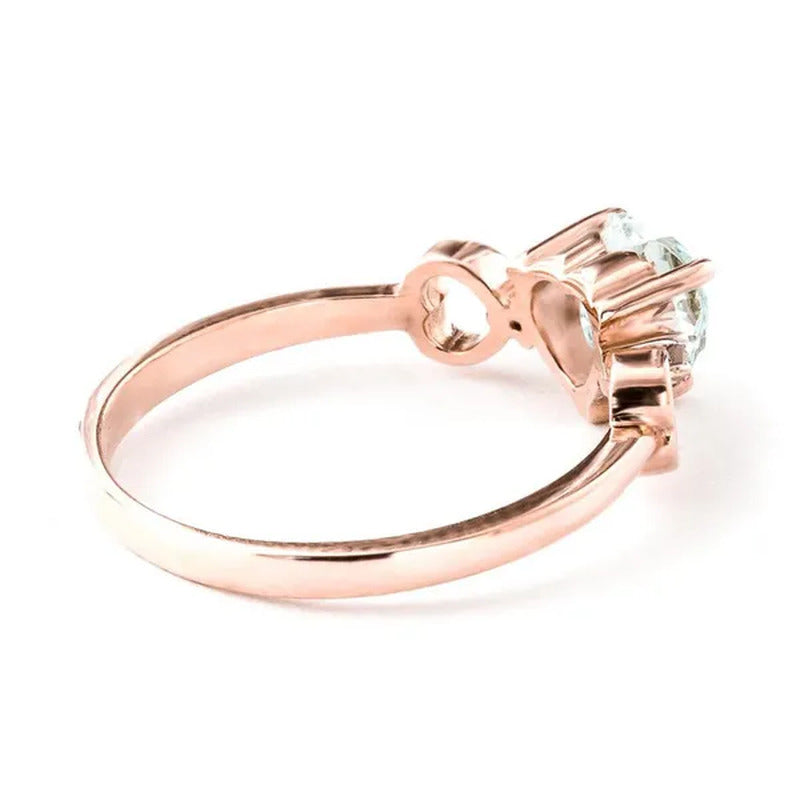 14K Rose Gold Ring with Heart-Shaped Aquamarine and Diamonds
