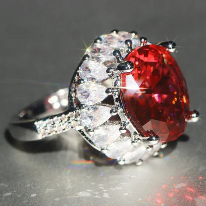 Unique 925 Silver Natural Ruby Gemstones Birthstone Bride Princess Wedding Engag