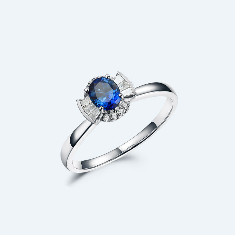 Jewelry 18K Gold Natural Sapphire Women'S Ring