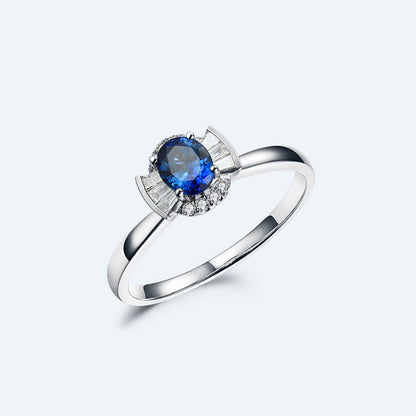 Jewelry 18K Gold Natural Sapphire Women'S Ring