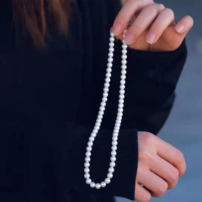 6-7Mm AAAA Quality Pearl Necklace in White Real Freshwater Cultured Perfect
