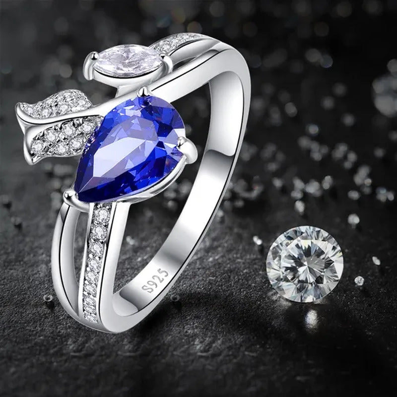 6*9Mm Pear Cut Sapphire & Ruby 925 Sterling Silver Jewelry Vintage Wedding Engag